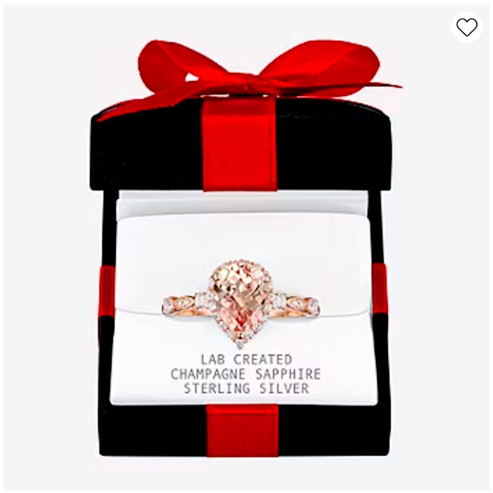 JCPenney Yes Please! Champagne Pink Sapphire Rose Gold/Silver Halo Cocktail Ring